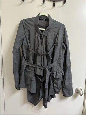 Women's Belted Trench Coat in Dark Gray